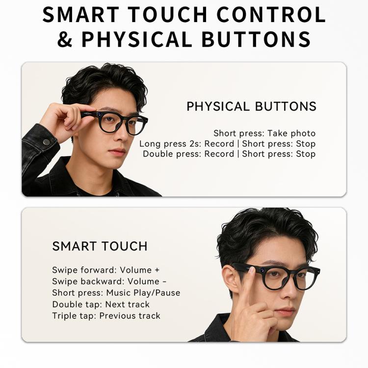 CY02 Smart AI Translation Glasses with 13MP HD Camera, Video Recording, WiFi Transmission, Al Smart Voice Assistant, Clear Lenses, Black Lenses