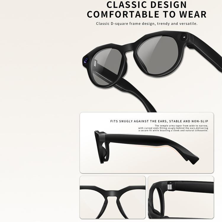 CY02 Smart AI Translation Glasses with 13MP HD Camera, Video Recording, WiFi Transmission, Al Smart Voice Assistant, Clear Lenses, Black Lenses