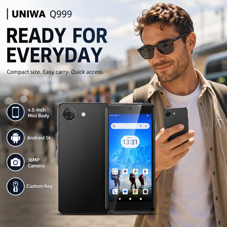 UNIWA Q999, 4GB+64GB, 4.0 inch Android 14.0 Unisoc T606 Octa Core, Network: 4G, OTG, EU Plug, US Plug, UK Plug, AU Plug