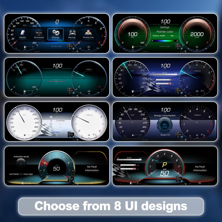 Car HD LCD Multi-Mode Digital Odometer Speedometer with CarPlay, For Mercedes-Benz W205 2014–2021