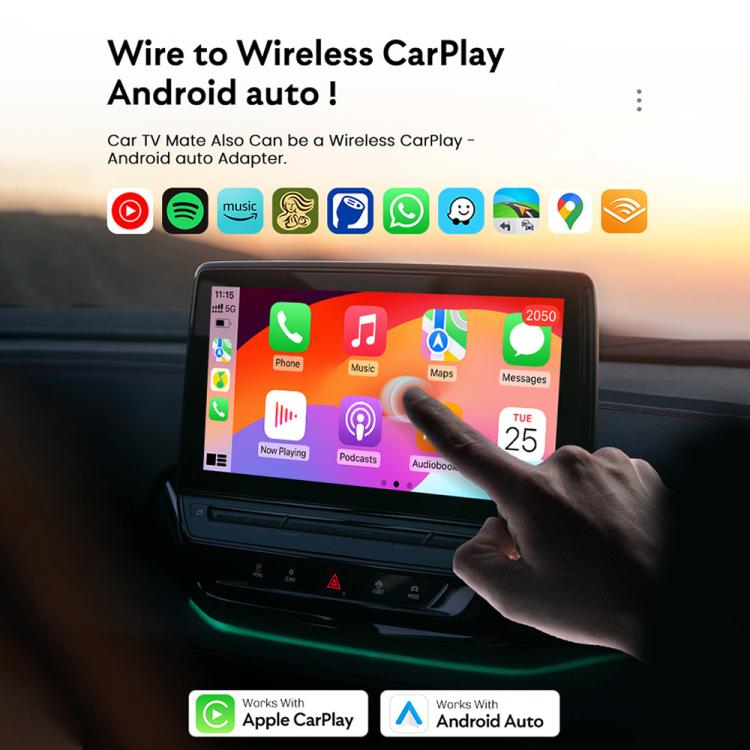 MMB WJAN-TV 2.0 Car AI Box Wired to Wireless Android Auto CarPlay Adapter, WJAN-TV 2.0