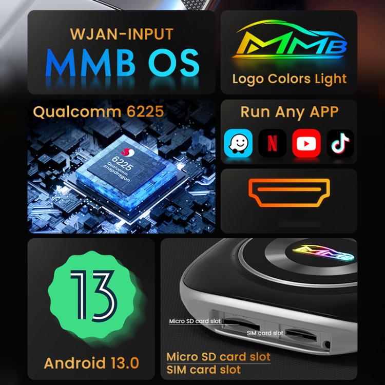 MMB Car Smart Box Wired to Wireless Android Auto CarPlay Adapter, 8GB+128GB Europe / Asia Version, WJAN-Q5H