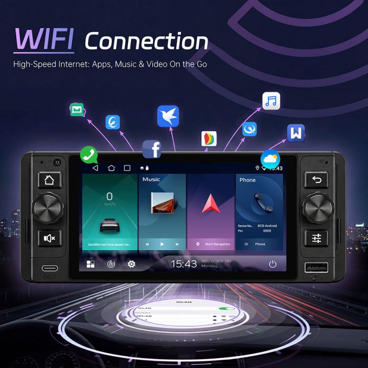 5 inch Single Din Android 15 Center Console CarPlay Car Video Navigation, Standard, Standard+Reversing Camera+Mic