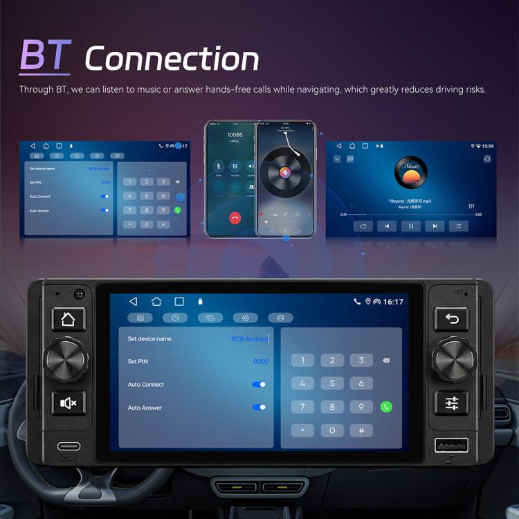 5 inch Single Din Android 15 Center Console CarPlay Car Video Navigation, Standard, Standard+Reversing Camera+Mic