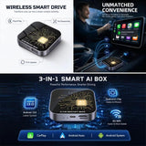 3 in 1 Car Mini Smart AI Box Wireless Android Auto CarPlay Adapter, EAU Version, NA Version, JP Version