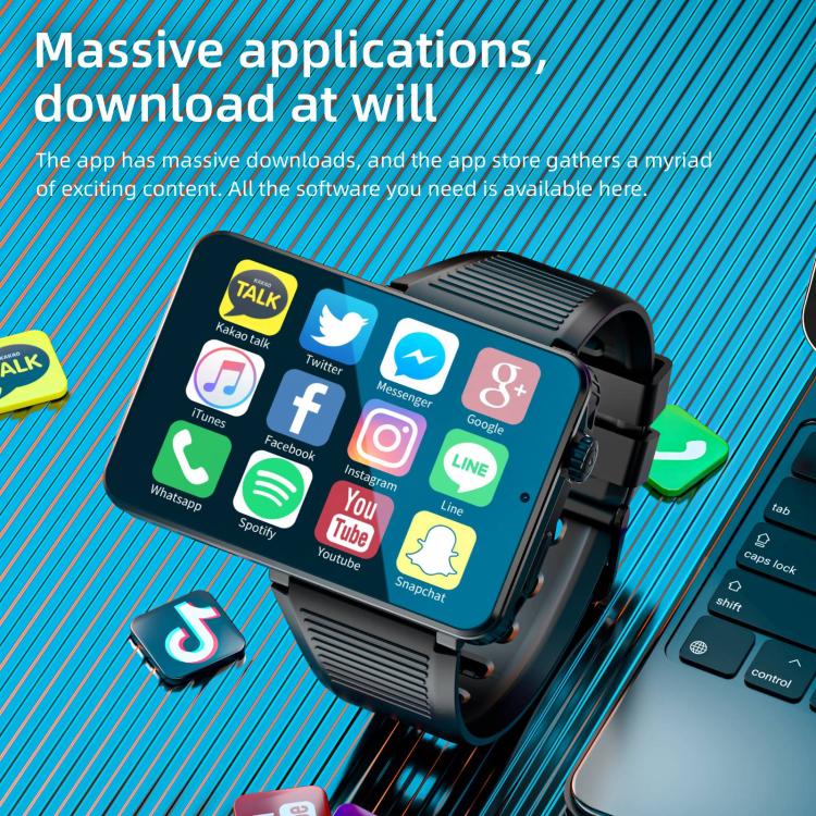 LOKMAT APPLLP 9 MAX 4G Smart Watch, 2.88 inch MTK6769 Octa Core, Android 15, Heart Rate, Blood Oxygen, OTG, GPS, 4GB+64GB