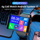 LOKMAT APPLLP 9 MAX 4G Smart Watch, 2.88 inch MTK6769 Octa Core, Android 15, Heart Rate, Blood Oxygen, OTG, GPS, 4GB+64GB