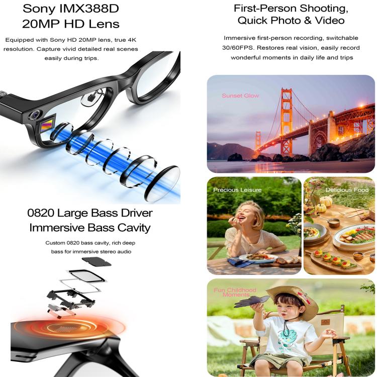 W660 Smart AI Glasses with 20MP HD Camera, BT Call, Video Recording, WiFi Transmission, Al Smart Voice Assistant, Anti Blue Light Lens, Sunglasses, Photochromic