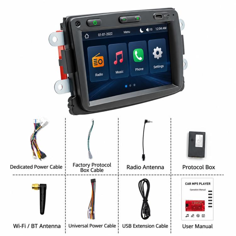 7" Car MP5 Player Wireless Central Control Smart Screen – Renault Dacia 2016–2018
