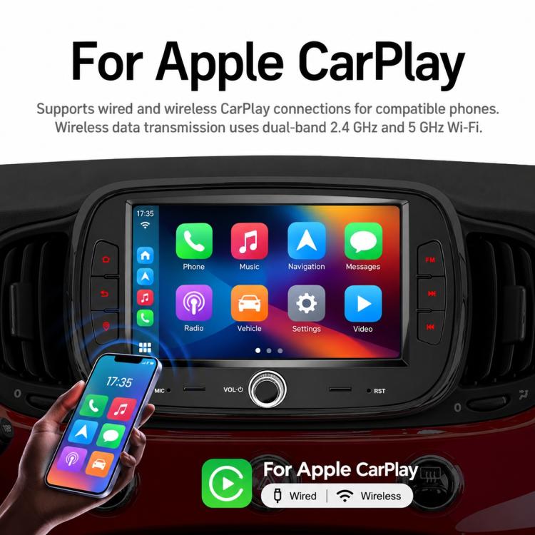 7 inch Car MP5 Player Wireless Central Control Smart Screen for Fiat 500 2016-2019, For Fiat 500 2016-2019