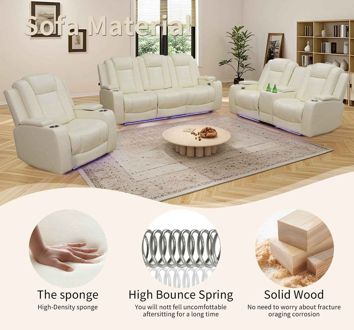 Multifunctional Intelligent Sofa with Reversible Coffee Table & Wireless Charging - Premium Breathable Leather