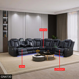 [US warehouse] Black Breathing Leather 3-Piece Living Room Recliner Sofa