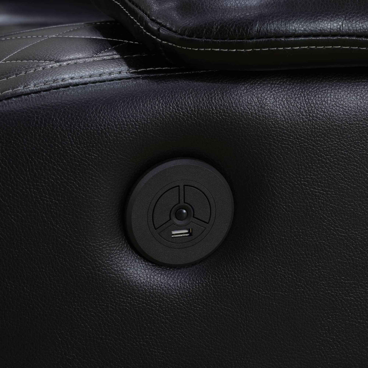 Black Breathing Leather 3-Piece Living Room Recliner Sofa