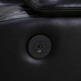 Black Breathing Leather 3-Piece Living Room Recliner Sofa