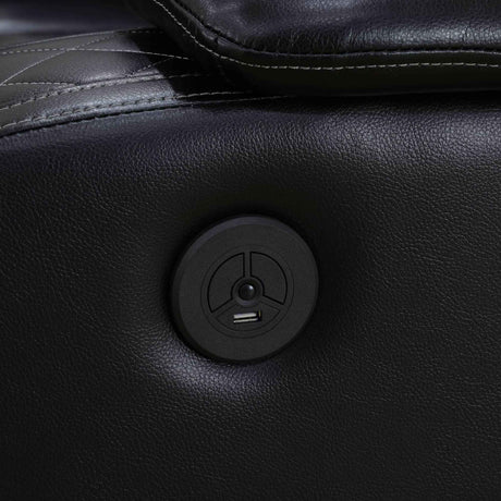 Black Breathing Leather 3-Piece Living Room Recliner Sofa