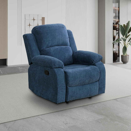Living Room Furniture Set, Fabric Recliner Sofa Set with Cup Holder/Storage Console, Manual Reclining Sofa Set Recliner Couch for Home/Theater Seating/Office/RV (Recliner Chair, Blue)