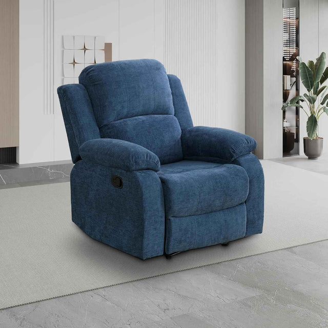 Living Room Furniture Set, Fabric Recliner Sofa Set with Cup Holder/Storage Console, Manual Reclining Sofa Set Recliner Couch for Home/Theater Seating/Office/RV (Recliner Chair, Blue)