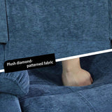 Living Room Furniture Set, Fabric Recliner Sofa Set with Cup Holder/Storage Console, Manual Reclining Sofa Set Recliner Couch for Home/Theater Seating/Office/RV Car (Recliner Loveseat, Blue)