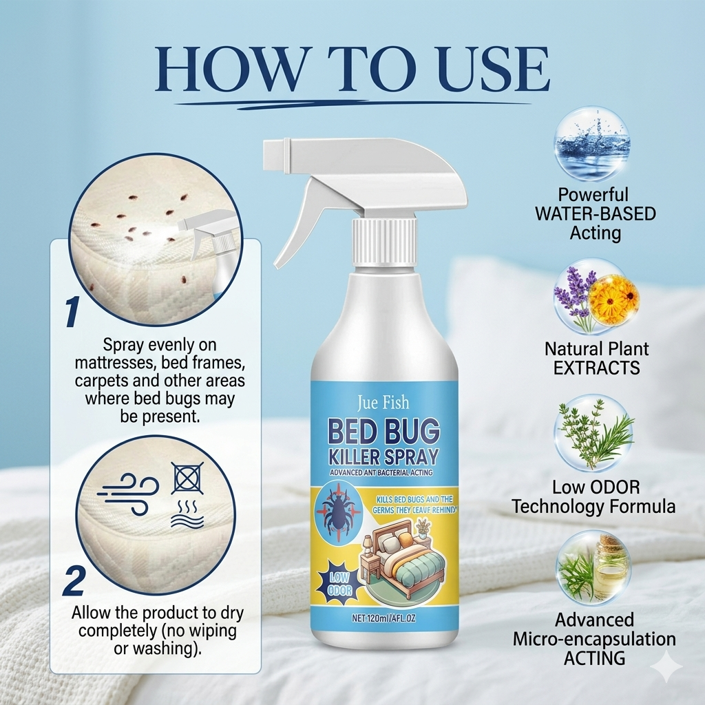 Plant-Based Bed Bug Killer & Dust Mite Spray | Non-Toxic, Safe for Pets, 4oz Travel Size