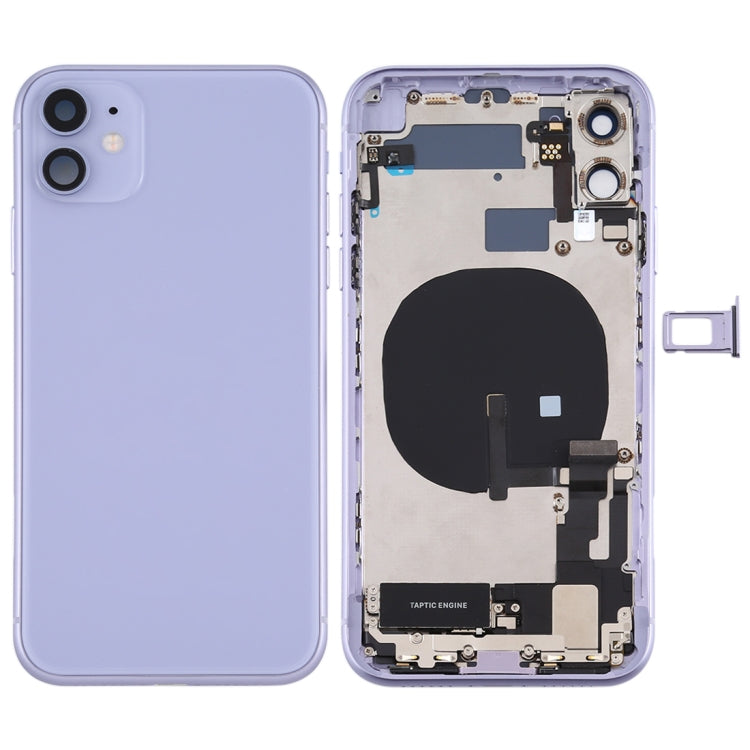 iPhone 11 Battery Back Cover Assembly with Buttons, Charging Module, Motor, Speaker & Camera Lens - Full Replacement