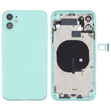 Tapa trasera de batería para iPhone 11 con teclas laterales, bandeja para tarjetas, cable flexible de encendido y volumen, módulo de carga inalámbrica - Tapa trasera de batería resistente para iPhone 11
