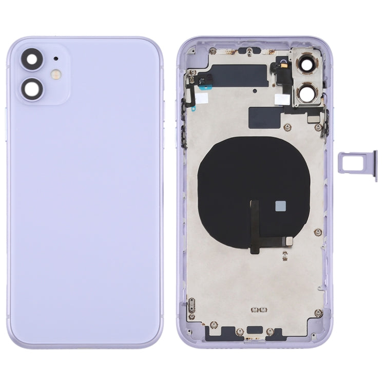 Battery Back Cover for iPhone 11 with Side Keys, Card Tray, Power & Volume Flex Cable, and Wireless Charging Module