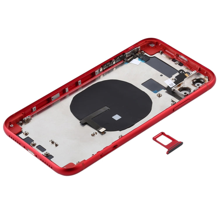 Tapa trasera de batería para iPhone 11 con teclas laterales, bandeja para tarjetas, cable flexible de encendido y volumen, módulo de carga inalámbrica - Tapa trasera de batería resistente para iPhone 11