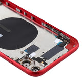 Tapa trasera de batería para iPhone 11 con teclas laterales, bandeja para tarjetas, cable flexible de encendido y volumen, módulo de carga inalámbrica - Tapa trasera de batería resistente para iPhone 11