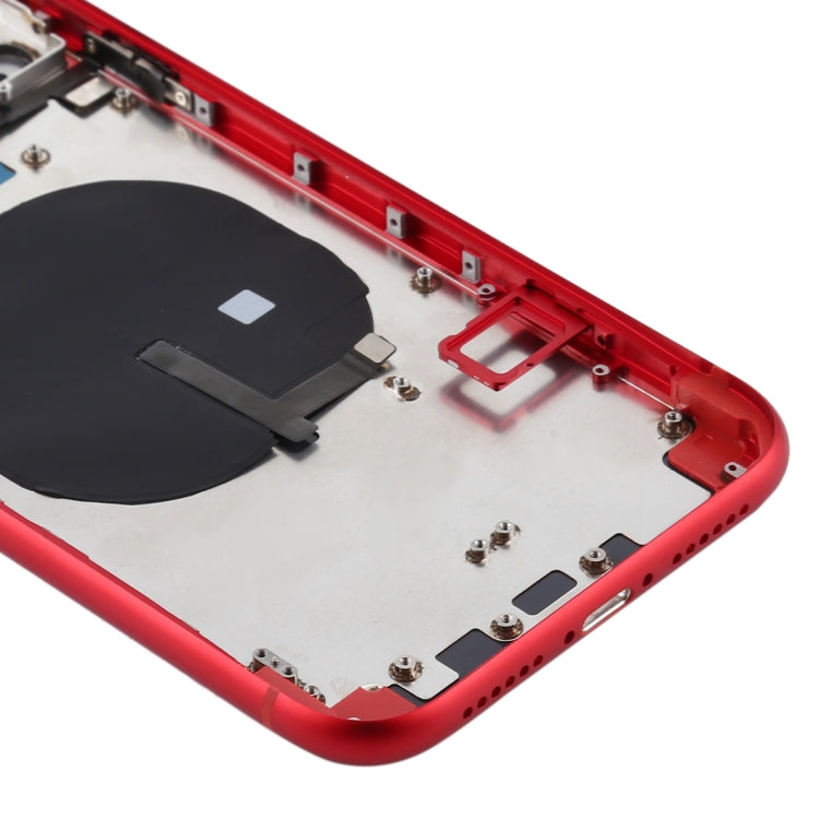 Tapa trasera de batería para iPhone 11 con teclas laterales, bandeja para tarjetas, cable flexible de encendido y volumen, módulo de carga inalámbrica - Tapa trasera de batería resistente para iPhone 11