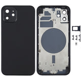 Carcasa trasera blanca premium para iPhone 12 con bandeja para tarjeta SIM, teclas laterales y lente de cámara