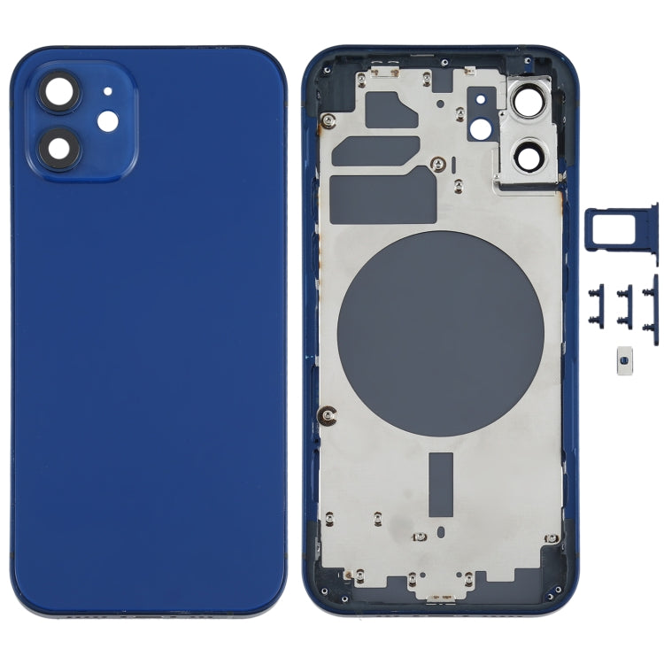Carcasa trasera blanca premium para iPhone 12 con bandeja para tarjeta SIM, teclas laterales y lente de cámara