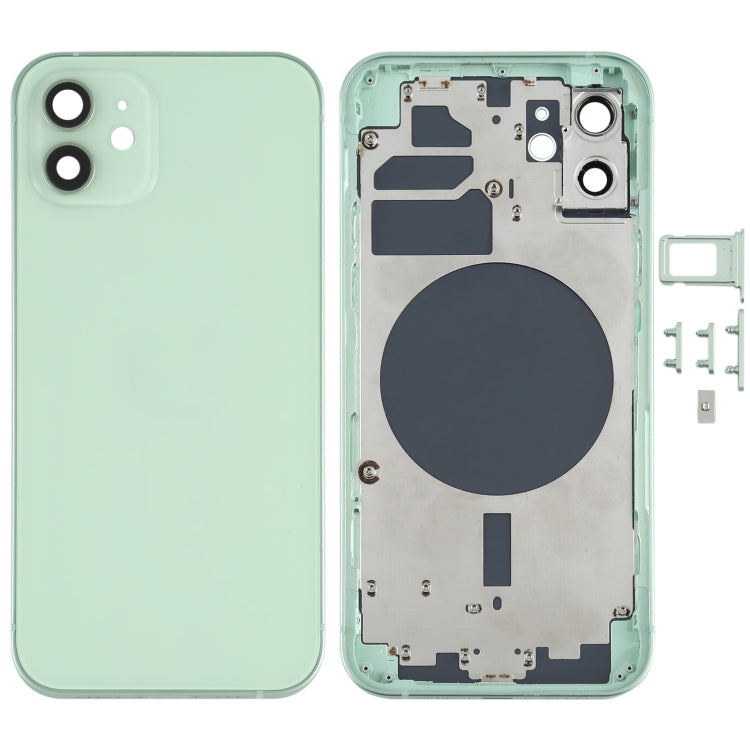 Carcasa trasera blanca premium para iPhone 12 con bandeja para tarjeta SIM, teclas laterales y lente de cámara