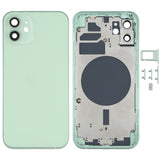 Carcasa trasera blanca premium para iPhone 12 con bandeja para tarjeta SIM, teclas laterales y lente de cámara