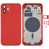 Carcasa trasera blanca premium para iPhone 12 con bandeja para tarjeta SIM, teclas laterales y lente de cámara