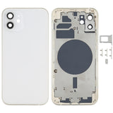Carcasa trasera blanca premium para iPhone 12 con bandeja para tarjeta SIM, teclas laterales y lente de cámara