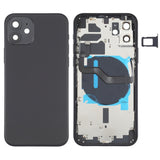 Reemplazo de tapa trasera de batería para iPhone 12 con teclas laterales, bandeja para tarjetas, cable flexible y módulo de carga inalámbrica