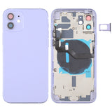 Reemplazo de tapa trasera de batería para iPhone 12 con teclas laterales, bandeja para tarjetas, cable flexible y módulo de carga inalámbrica