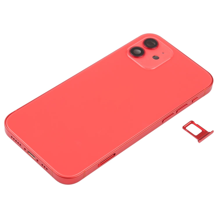 Reemplazo de tapa trasera de batería para iPhone 12 con teclas laterales, bandeja para tarjetas, cable flexible y módulo de carga inalámbrica