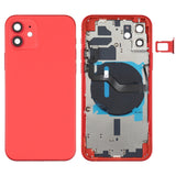 Reemplazo de tapa trasera de batería para iPhone 12 con teclas laterales, bandeja para tarjetas, cable flexible y módulo de carga inalámbrica