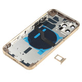 Reemplazo de tapa trasera de batería para iPhone 12 Pro con teclas laterales, bandeja para tarjetas, cable flexible de encendido/volumen y módulo de carga inalámbrica