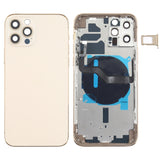 Reemplazo de tapa trasera de batería para iPhone 12 Pro con teclas laterales, bandeja para tarjetas, cable flexible de encendido/volumen y módulo de carga inalámbrica