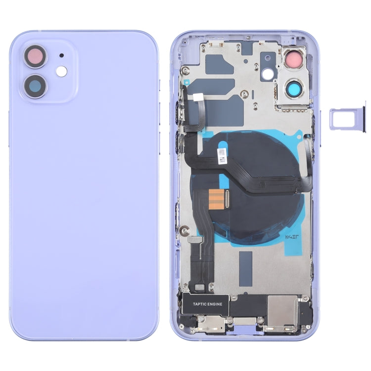 iPhone 12 Battery Back Cover Assembly – Includes Buttons, Charging Port, Camera Lens, Speaker & Card Tray