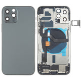 Tapa trasera de batería para iPhone 12 Pro con botones, altavoz, lente de cámara, puerto de carga y módulo inalámbrico en negro y dorado