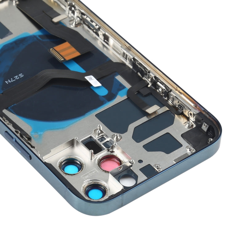 Tapa trasera de batería para iPhone 12 Pro con botones, altavoz, lente de cámara, puerto de carga y módulo inalámbrico en negro y dorado