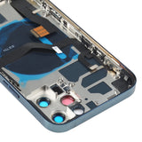 Tapa trasera de batería para iPhone 12 Pro con botones, altavoz, lente de cámara, puerto de carga y módulo inalámbrico en negro y dorado