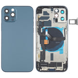 Tapa trasera de batería para iPhone 12 Pro con botones, altavoz, lente de cámara, puerto de carga y módulo inalámbrico en negro y dorado