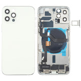Tapa trasera de batería para iPhone 12 Pro con botones, altavoz, lente de cámara, puerto de carga y módulo inalámbrico en negro y dorado