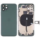Tapa trasera de batería para iPhone 11 Pro con teclas laterales, bandeja para tarjetas, cable flexible y módulo de carga inalámbrica