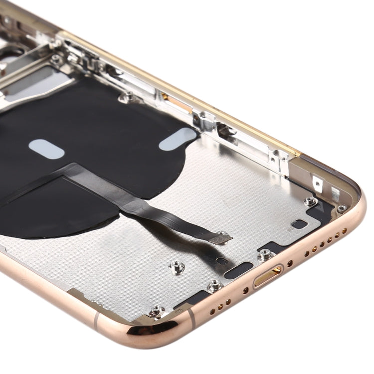 Tapa trasera de batería para iPhone 11 Pro con teclas laterales, bandeja para tarjetas, cable flexible y módulo de carga inalámbrica