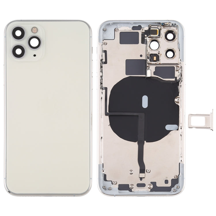 Tapa trasera de batería para iPhone 11 Pro con teclas laterales, bandeja para tarjetas, cable flexible y módulo de carga inalámbrica